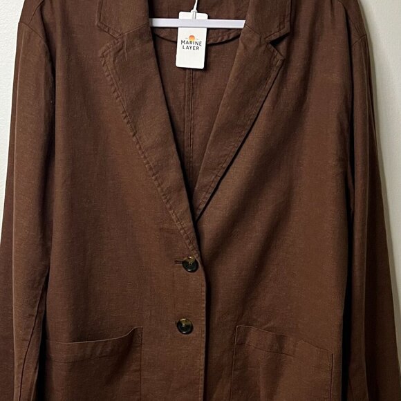 Marine Layer Flora Hemp Blazer in Pinecone Size L - Picture 11 of 11